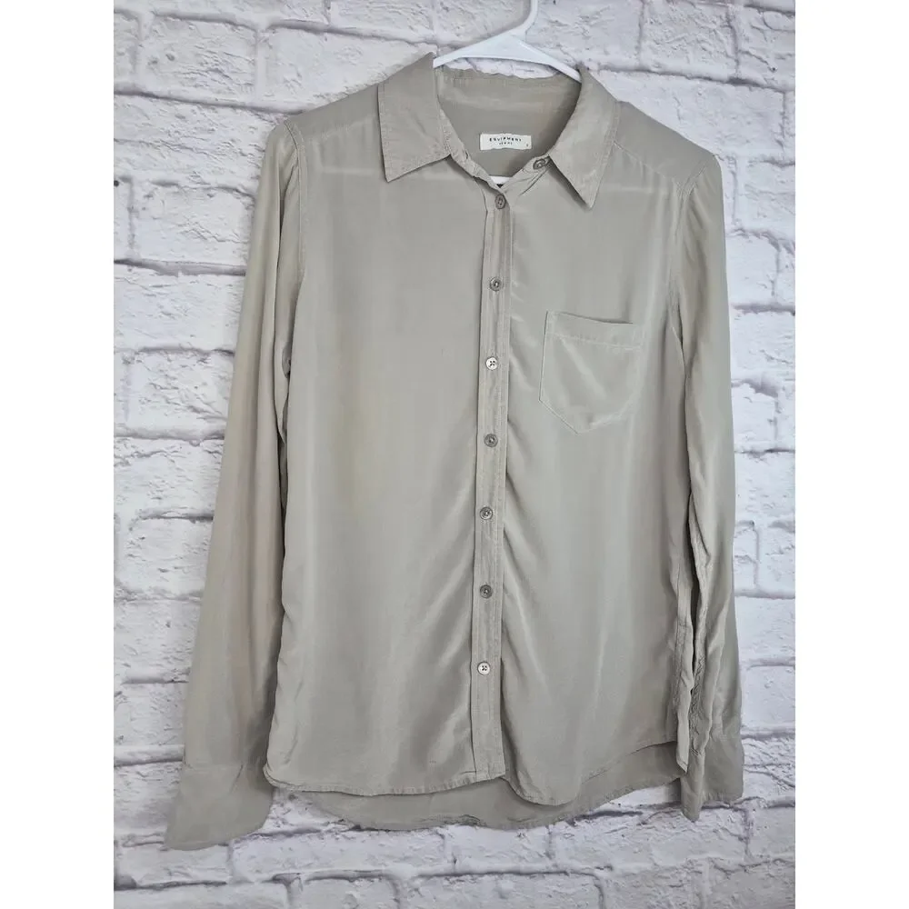 ​Equipment Femme 100% Silk Button Down Shirt Blouse Gray S Quiet Luxury Office - Picture 2 of 8